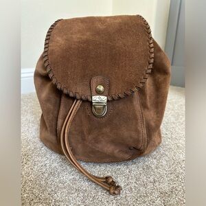Patricia Nash Casape Distressed Suede Backpack in Cognac